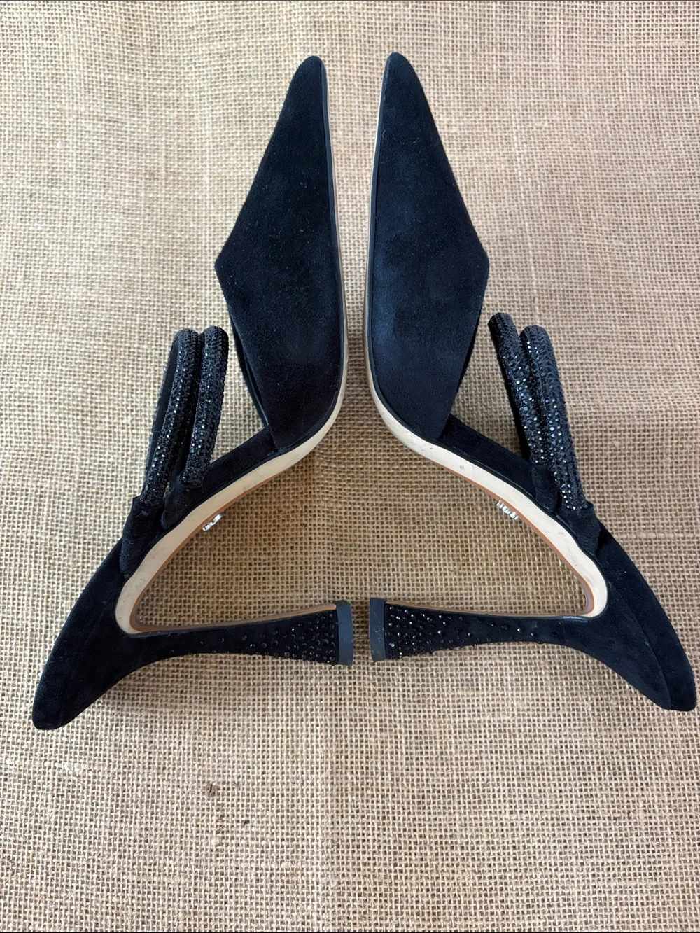 Sam Edelman AugustinaBlack Pointed Toe Beaded-Double Strap and Mule Heel 8.5